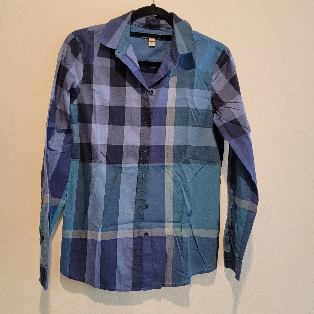 Burberry Brit womens size xs small novacheck blue plaid cotton shirt - Picture 6 of 15